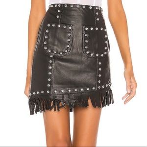 Genuine leather REVOLVE NBD fringe skirt